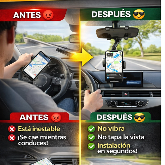 Soporte para Celular que NO Vibra y se Fija al Espejo